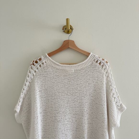 Anthropologie Moth Crochet Short Sleeve Knit Pullover Sweater Top White XS - Picture 8 of 8